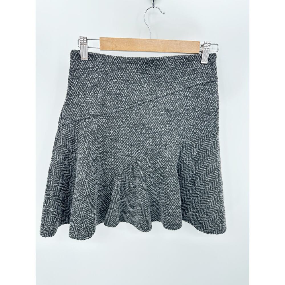 LOFT Womens Grey Knit Skater Skirt Size SP NWT Academia Preppy Minimal Ruffle